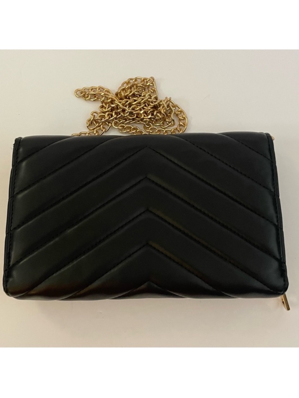 Black Quilted Leather Crossbody with Gold Chain - Picture 11 of 16